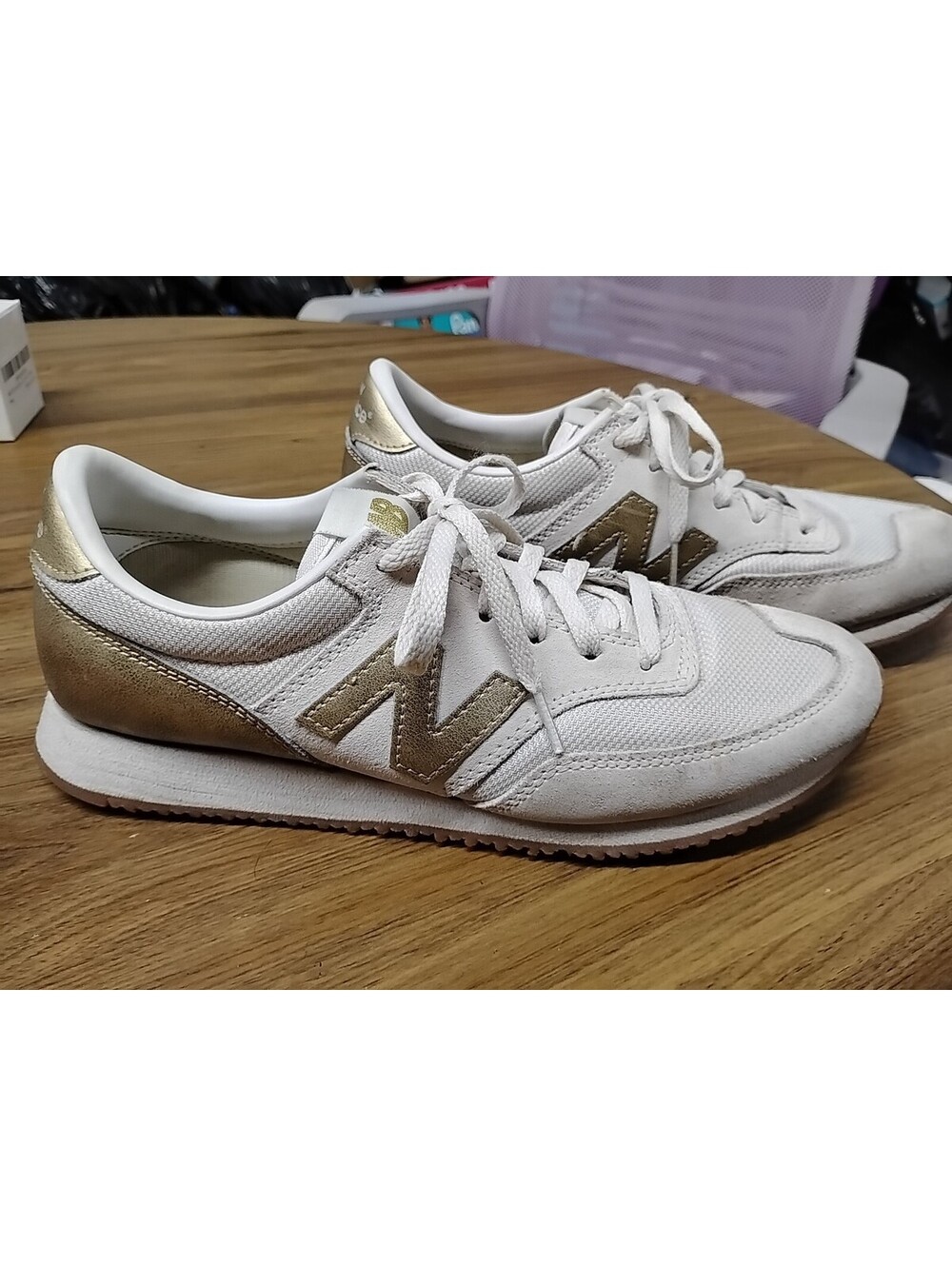 New Balance J. Crew 620 Beige Gold Suede Running Shoes Women's Size 9